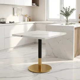 stilvora Küchentisch 80 x 75 x 60 cm Weiß/Schwarz/Gold