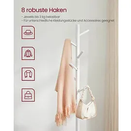 VASAGLE Kleiderständer RCR04WT weiß Holz 8 Haken 47,0 x 175,0 cm