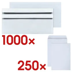 Steinmetz Maxi-Set »Versand« DL + C4 ohne Fenster, selbstklebend - 1000 + 250 Stück weiß, 22x11 cm
