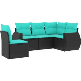 vidaXL Gartensofa-Set 5-tlg. schwarz