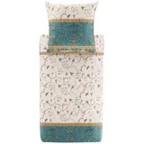 BASSETTI OPLONTIS Bettwäsche + 1 Kissenhülle aus 100% Baumwollsatin in der Farbe Grün V2, Maße: 155x220 + 1 K 80x80 cm - 9331446