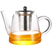 JIABO Glas-Teekanne mit herausnehmbarem Edelstahl-Teesieb, hitzebeständige Teekanne aus Borosilikatglas, Teekessel für Herd, BPA-frei, blühende und lose Blätter, 1200 ml