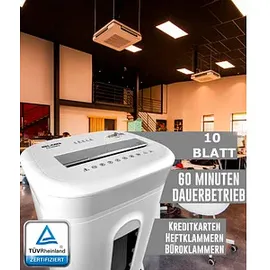 LMG AS1060MQ Aktenvernichter mit Partikelschnitt bis 10 Blatt weiß