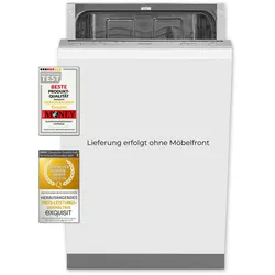 Exquisit Geschirrspüler EGSP1009-E-030E silber | Spülmaschine 45 cm | ECO-Modus | Maßgedecke: 9 | Vollintegriert