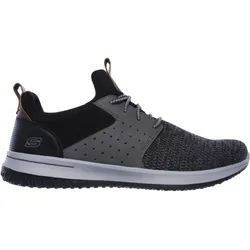 Slip-On Sneaker SKECHERS "Delson-Camben", Herren, Gr. 42, schwarz (schwarz grau), Lederimitat, Textil, sportlich, Schuhe, Slipper, Freizeitschuh mit praktischem Gummizug