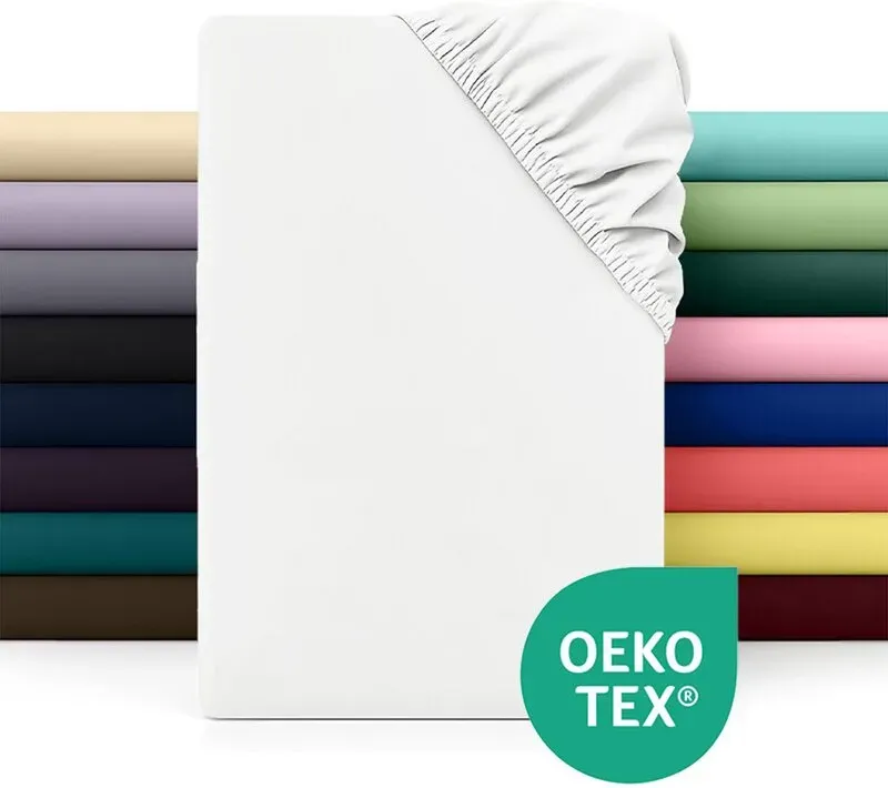 LeBonsoir Spannbettlaken 135 x 190 cm, Tiefe 30 cm (12 Zoll) - Weiche Mikrofaser, Antirutschiger Elastikrand, nur 1 Spannbettlaken - Weiß
