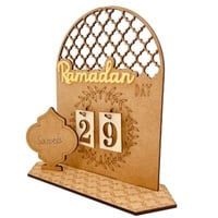 Ramadan Kalender aus Holz Eid Countdown Kalender mit den Zahlen 0-9 Kombiniert Werden, Eid Mubarak Kalender Adventskalender Dekoration - C - Braun