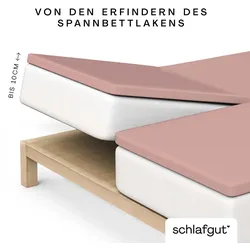Spannbettlaken SCHLAFGUT "Pure Split-Topper", lila (lila mid), B:180-200cm L:200-220cm, Jersey-Elasthan, Obermaterial: 95% Baumwolle, 5% Elasthan, Laken, MADE IN GREEN by OEKO-TEX