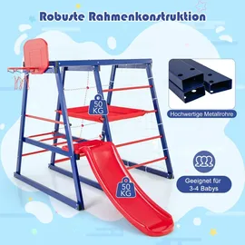 Costway Klettergerüst Spielturm 150 x 142 x 146 cm Blau