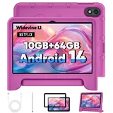 JIKOCXN Kinder Tablet 10.1 Zoll Android 14 Tablets, Octa Core Tablet für Kinder, 10GB RAM+64GB ROM, 1280x800 FHD Touchscreens, 8000mAh, WLAN, Bluetooth, Dual Kamera, GPS (Rosa)