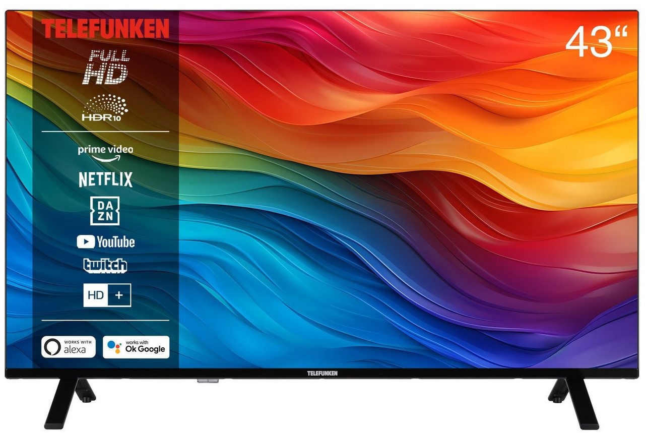 Telefunken XF43SN750S LCD-LED Fernseher (108 cm/43 Zoll, Full HD, Smart TV, Triple-Tuner, HDR, 6 Monate HD+ inklusive) schwarz