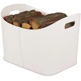 Relaxdays Kaminholzkorb Kunstleder 53,5 x 36 x 41 cm Creme