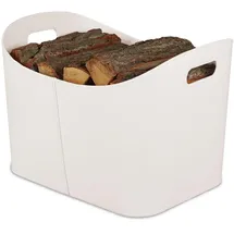 Relaxdays Kaminholzkorb Kunstleder 53,5 x 36 x 41 cm Creme