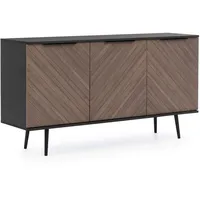 Konsimo® Kommode, Schwarz, Braun, Holzwerkstoff, 150x80x41 cm, Wohnzimmer, Kommoden