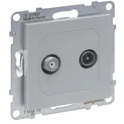 Legrand 765270 SEANO Einzeldose TV-SAT für 2 Kabel und HD-TV in der Farbe Aluminium lackiert