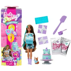 Barbie Party Unboxed Haustier Geburtstag Serie - blaues Kleid
