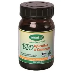 Bio Spirulina & Chlorella Tabletten, BIO Sanatur 250 Stück