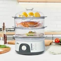 Bear Elektrischer Dampfgarer 3-lagig 650W-775W 10L Fassungsvermögen 60 Min. Timer Dampfgarer Dampfgarer