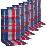NYVI Hochlehnerauflage Hochlehner Auflagen Rio 6er Set - Stuhlauflage für Gartenstühle, (6 St), Sitzauflage mit Wendedesign, Wendeauflage beige|blau|bunt|rot