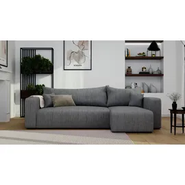 idohome Ecksofa Webstoff 3-Sitzer Grau