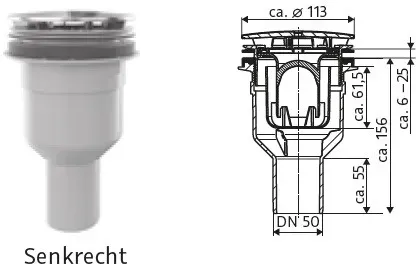 HSK Ersatzteile Ablauf für Duschbodenelement mit RenoDeco-Oberfläche und Punktablauf, senkrecht, D20 D2065