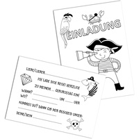 Nastami 5 Einladungskarten Kindergeburtstag zum Ausmalen Einladungen Kindergeburtstag Einladungskarten (Piraten zum Ausmalen)