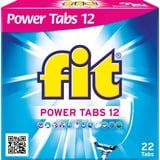 fit Power Tabs 12, Geschirrspüler Tabs All in One, fit Geschirrspültabs mit Eco-Technologie, Geschirrspültabs mit wasserlöslicher Folie, ohne Auspacken, 22 Power Tabs für Geschirrspüler