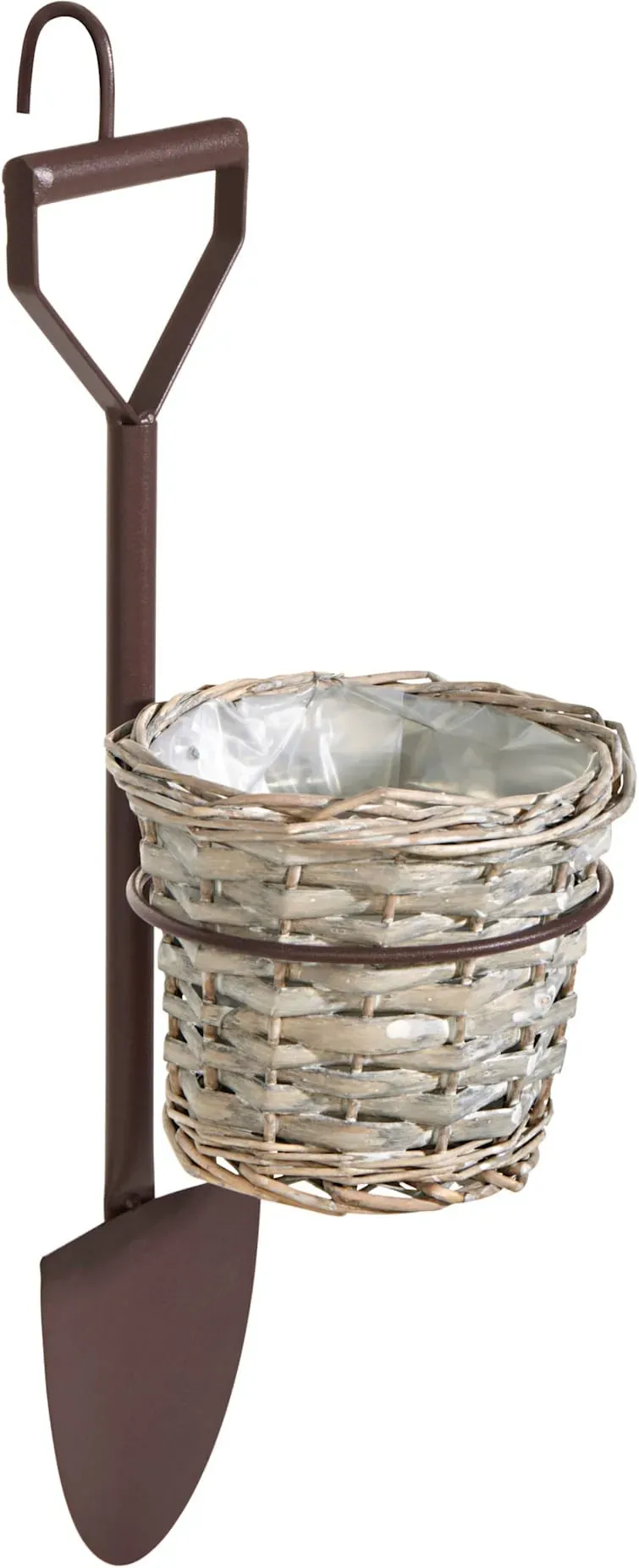 Pflanzkübel GASPER, braun (braun, natur), B:19cm H:85cm T:25cm, Metall, Weide, Pflanzgefäße, Pflanzkübel