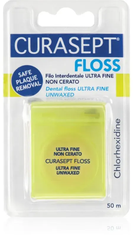 Curasept Dental Floss Ultra Fine Unwaxed ungewachste Zahnseide mit antibakteriellem Zusatz 50 m
