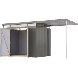 Karibu Gerätehaus Titanium 3 SET 4,97 x 2,09 m Grau/Schwarz