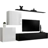 Meublorama - Wohnzimmermöbelset Switch V Design, In Glänzendem Schwarz Und Weiß.