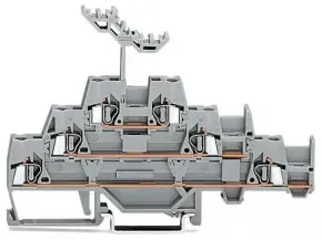Wago 280-550 Dreistockklemme, Durchgangs-/Durchgangs-/Durchgangsklemme, mit zusätzlicher Querbrückung im Erdgeschoss, grau/grau/grau 280550 - 40 Stück