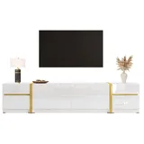 modfu TV-Schrank Lowboard 180x40x38 cm Weiß MDF/Spanplatte