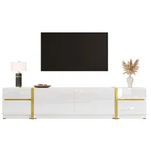 modfu TV-Schrank Lowboard 180x40x38 cm Weiß MDF/Spanplatte
