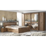 Feldmann-Wohnen Komplettschlafzimmer Madryt, (Set), 6-teiliges Schlafzimmer-Set braun