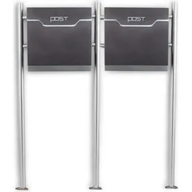 BITUXX Design Doppelstandbriefkasten mit Post Einwurf Graphit MS-16781 - Grau/Silber