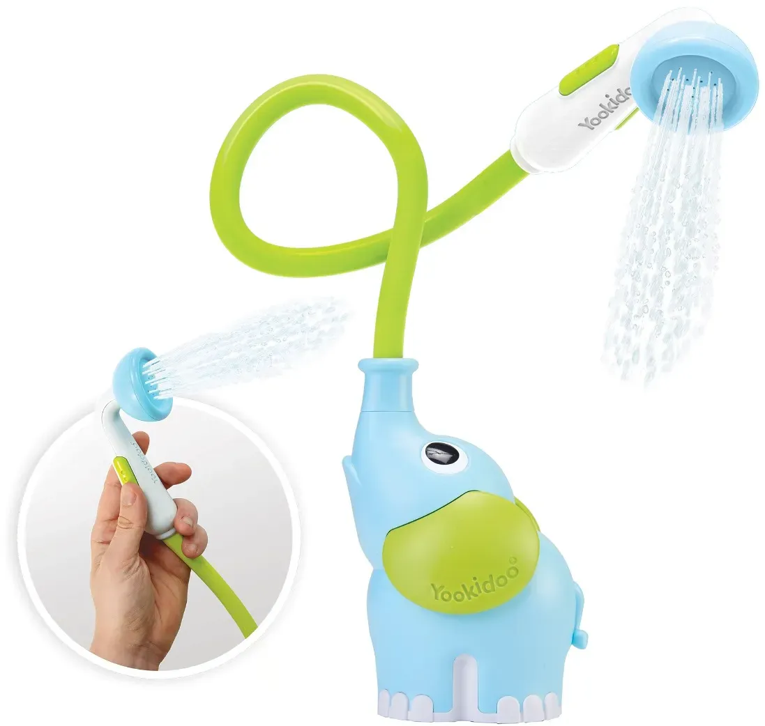 Yookidoo Handbrauser Elefant Kinderdusche Baby Wasserspielzeug batteriebetrieben, blau, Kunststoff - Für 0-4 Jahre, BPA-frei
