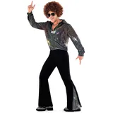 Morph 70er 80er Jahre Outfit Herren Disco, Schlaghose Herren, Disco Outfit, Glitzer Hemd, Halloween Kostüm Männer, Karneval Kostüm Männer, Fasching, S