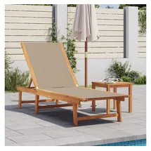 vidaXL Sonnenliege mit Tisch Taupe Massivholz Akazie und Textilene