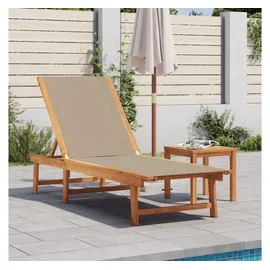 vidaXL Sonnenliege mit Tisch Taupe Massivholz Akazie und Textilene
