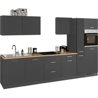 kochstation HELD MÖBEL Küchenzeile »Kehl«, ohne E-Geräte, Breite 330 cm, für Kühlschrank, grau