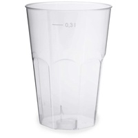 1-PACK 60x Einweg-Cocktailglas 300ml mit Eichstrichen PS transparent glasklar