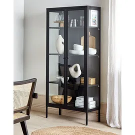 Beliani Vitrine mit Glastüren Harty Metall 80 cm schwarz