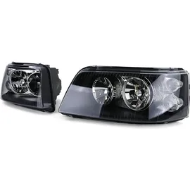 Tenzo-R Klarglas H7 H1 Scheinwerfer schwarz mit LWR Motor Paar für VW Bus T5 03-09