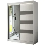 altdecor Kleiderschrank, Weiß, Grau, Holzwerkstoff, 200x215x61 cm, Schlafzimmer, Kleiderschränke