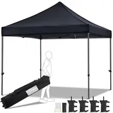 Yaheetech Faltpavillon Pavillon 3x3 wasserdicht stabil, 323/332/341 cm höhenverstellbar faltbar Pop up Faltzelt, UV-Schutz 50+ für Garten Hochzeit Camping, Schwarz