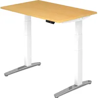 Bümö Schreibtisch Buche, Weiß, Nachbildung,Buche, Rechteckig, 120x74x80 cm, FSC