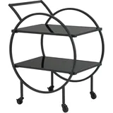 FineBuy Servierwagen FineBuy Barwagen Metall Schwarz Glas Rollwagen 2 Etagen Rollen