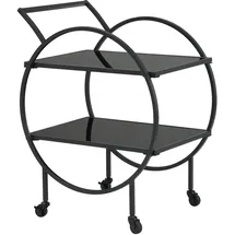 FineBuy Servierwagen FineBuy Barwagen Metall Schwarz Glas Rollwagen 2 Etagen Rollen