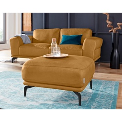 Hocker W.SCHILLIG „montanaa“ Gr. B/H/T: 71 cm x 42 cm x 71 cm, Longlife Xtra-Leder Z69, gelb (kurkuma z69) W. Schillig mit Metallfüßen in Schwarz pulverbeschichtet, Breite 71 cm